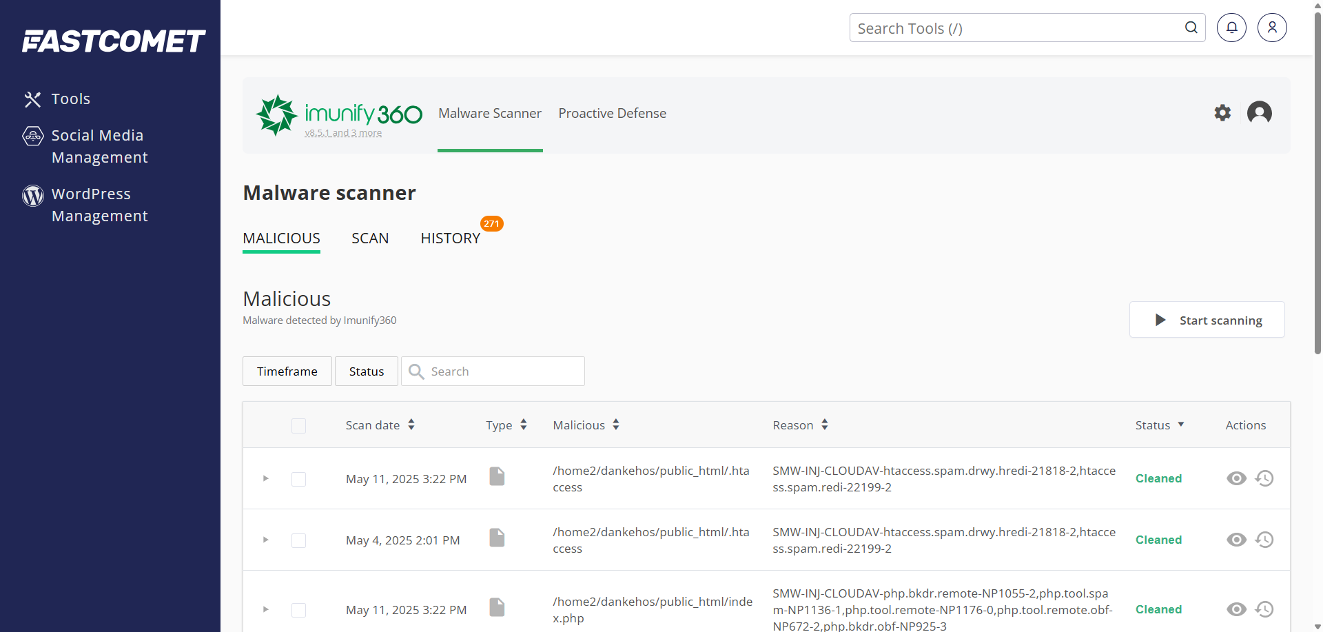 Imunify360 tab