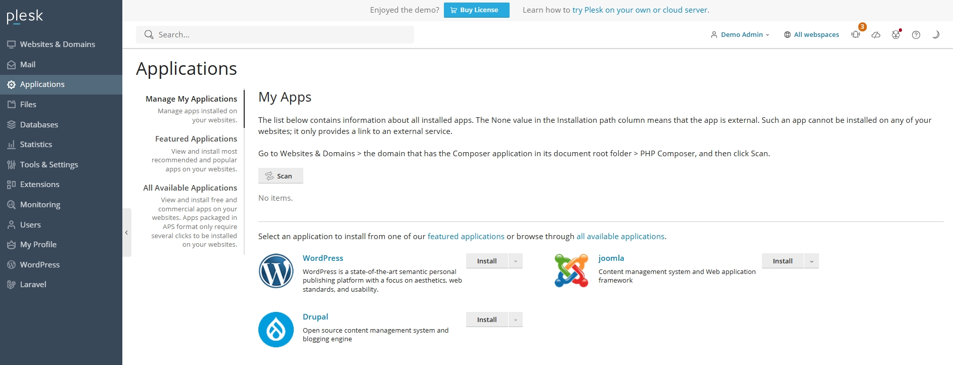 Applications tab