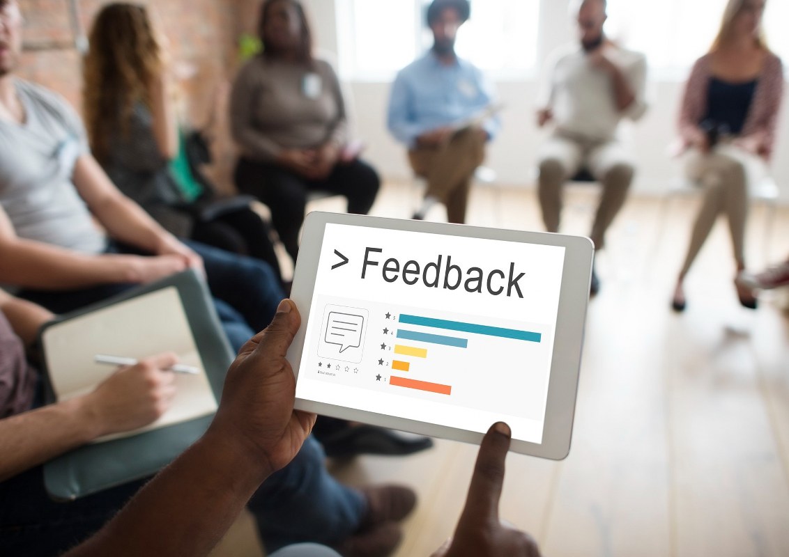 Feedback results displayed on a tablet.