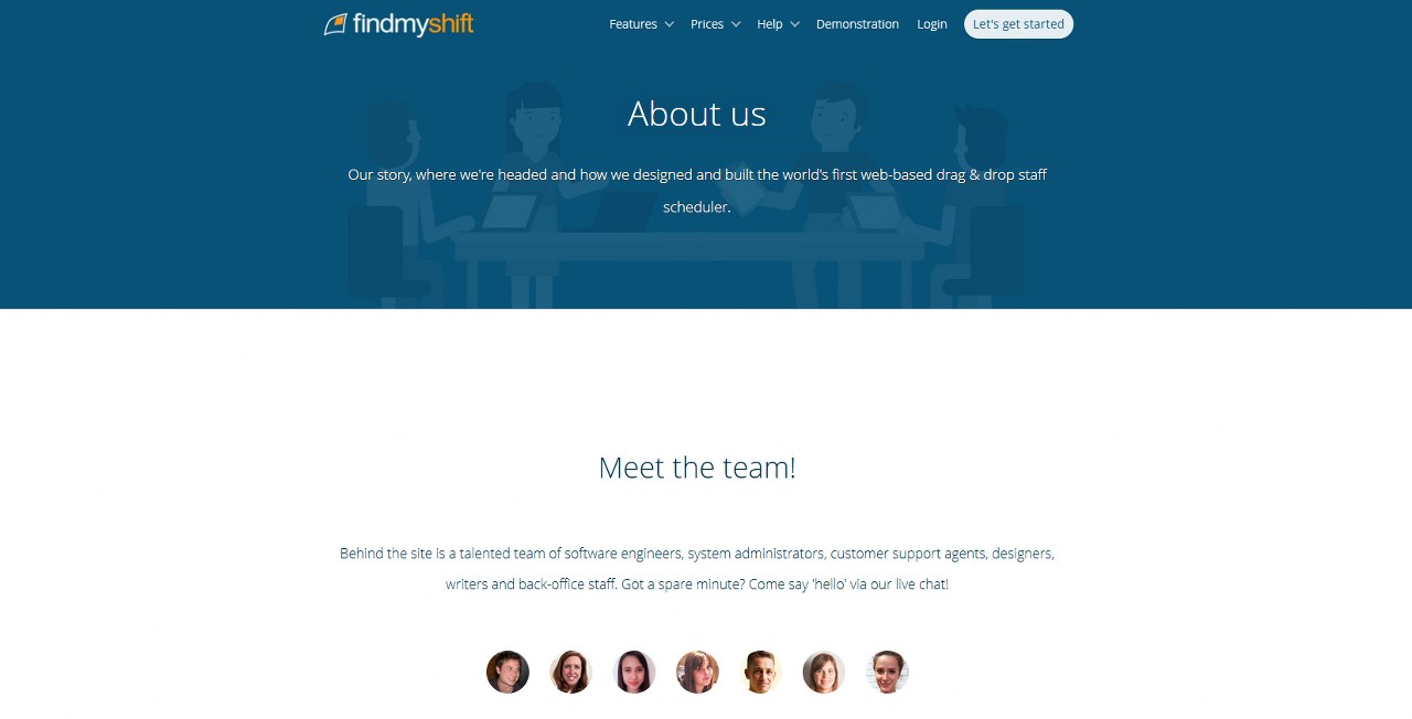 Findmyshift website homepage.