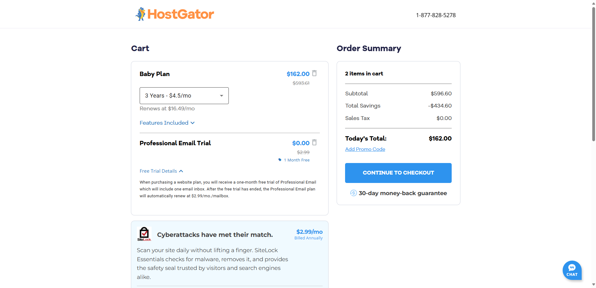Hostgator's cart
