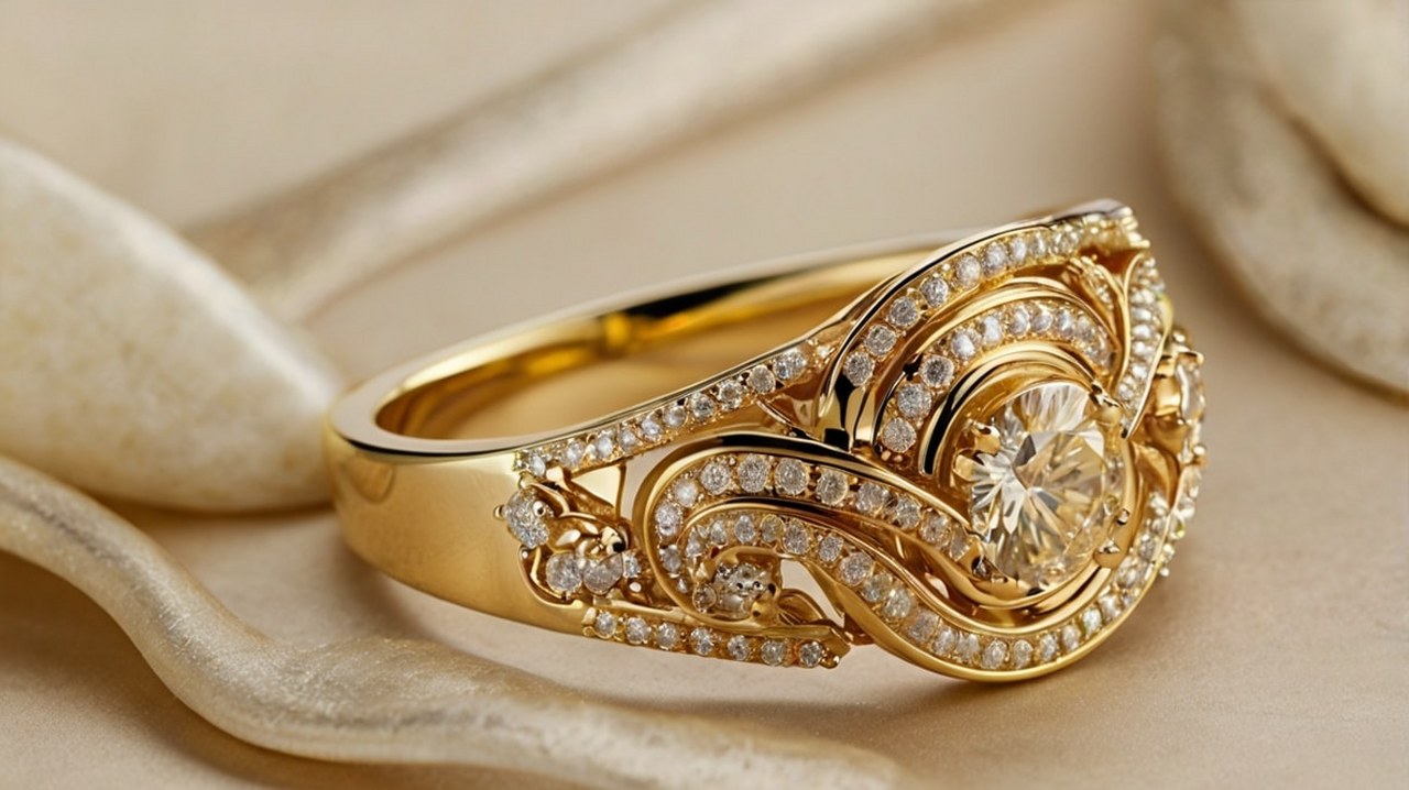 Golden ring showing good design and Craftsmanship.