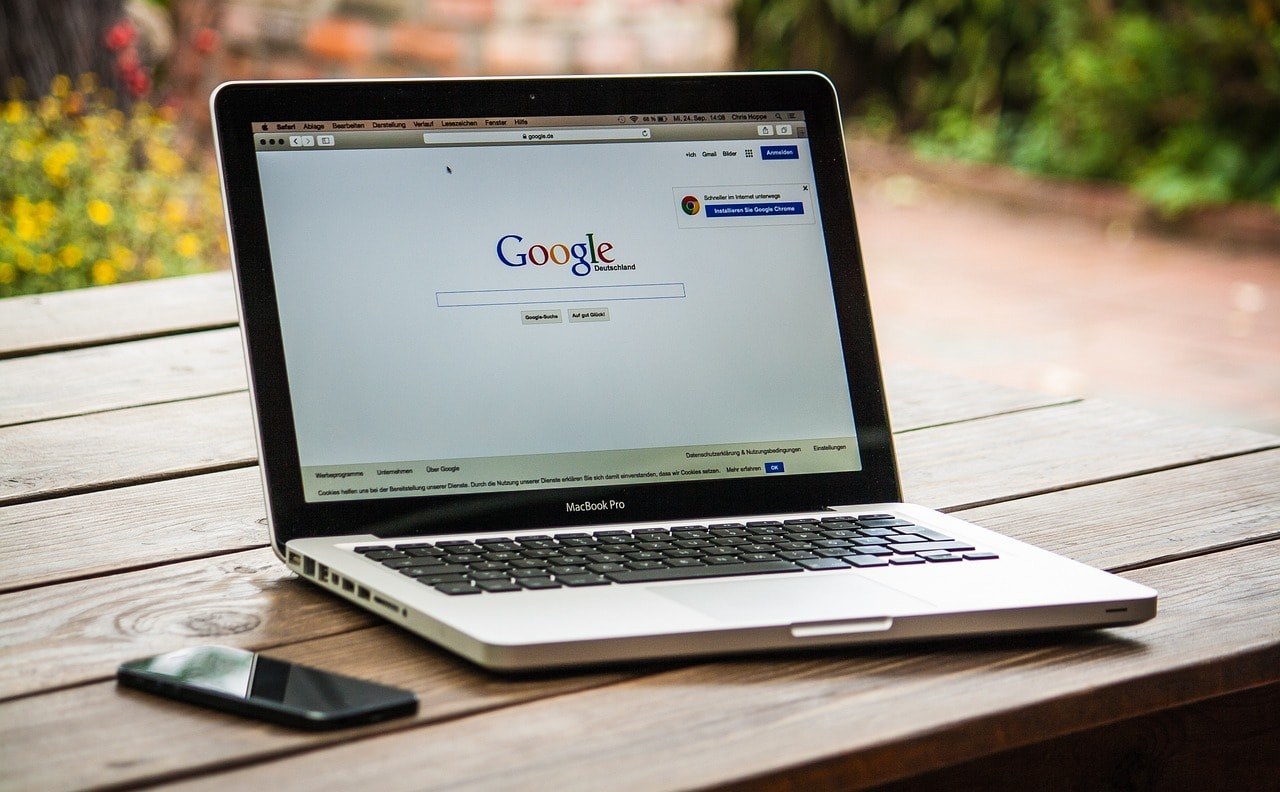 Google Search shown on a Macbook.
