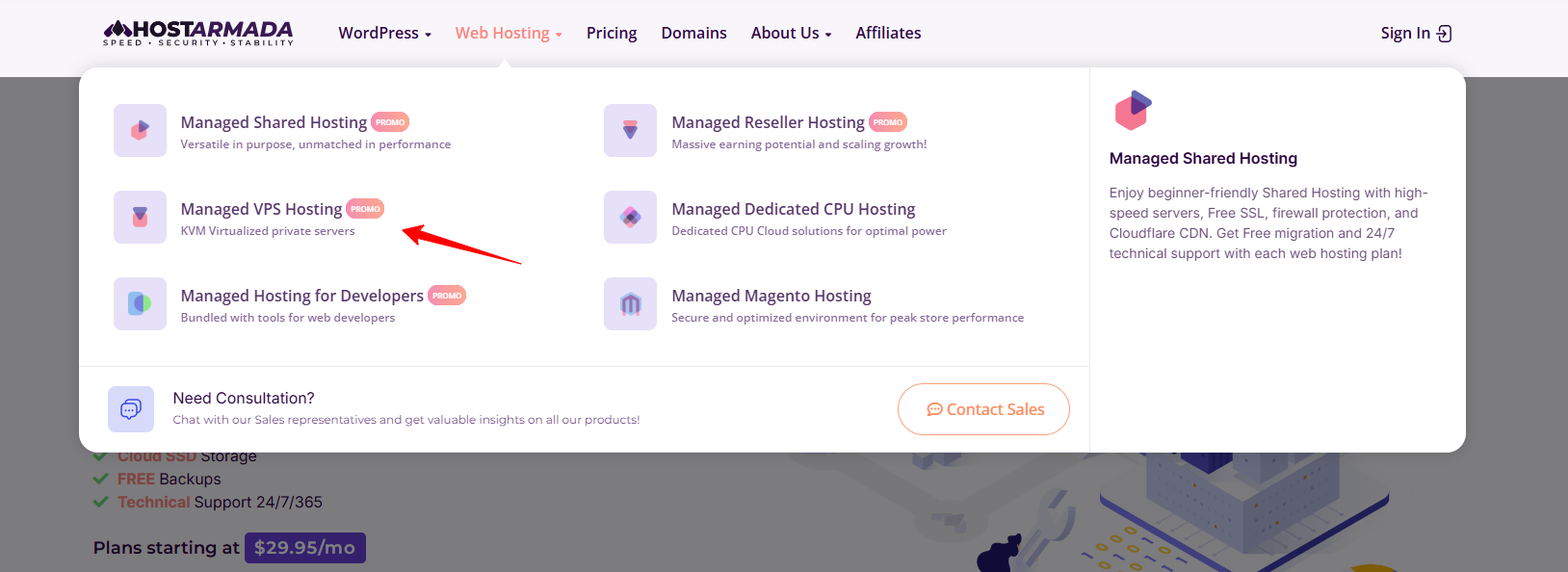 Managed VPS Hosting button