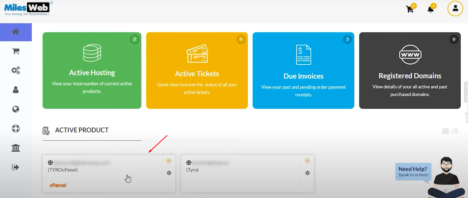 Active Product tab