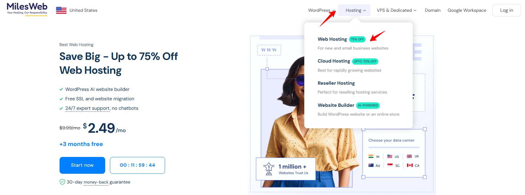 Web Hosting button