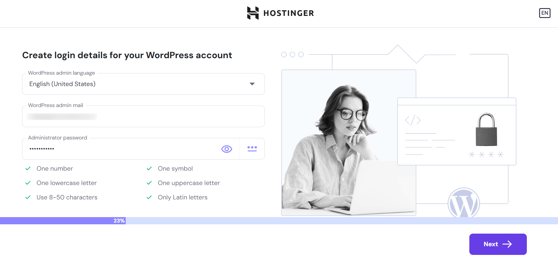 Creating a WordPress account
