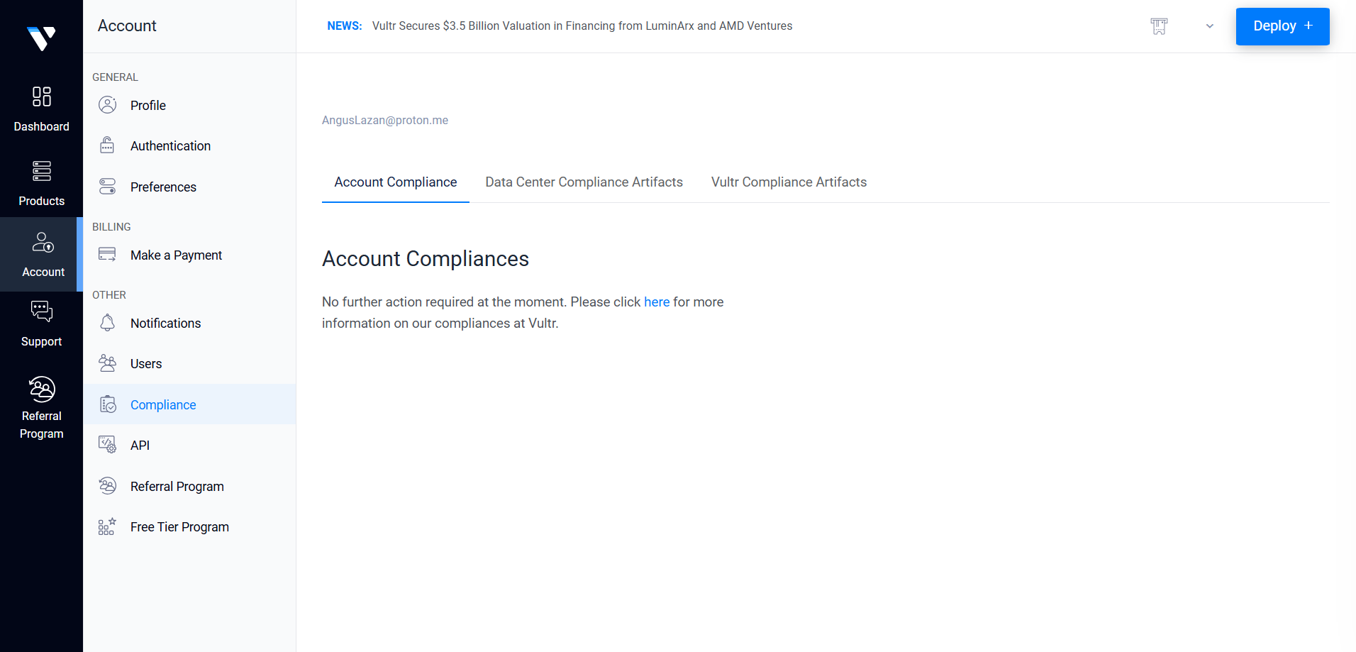 Сертификати и съответствие във Vultr