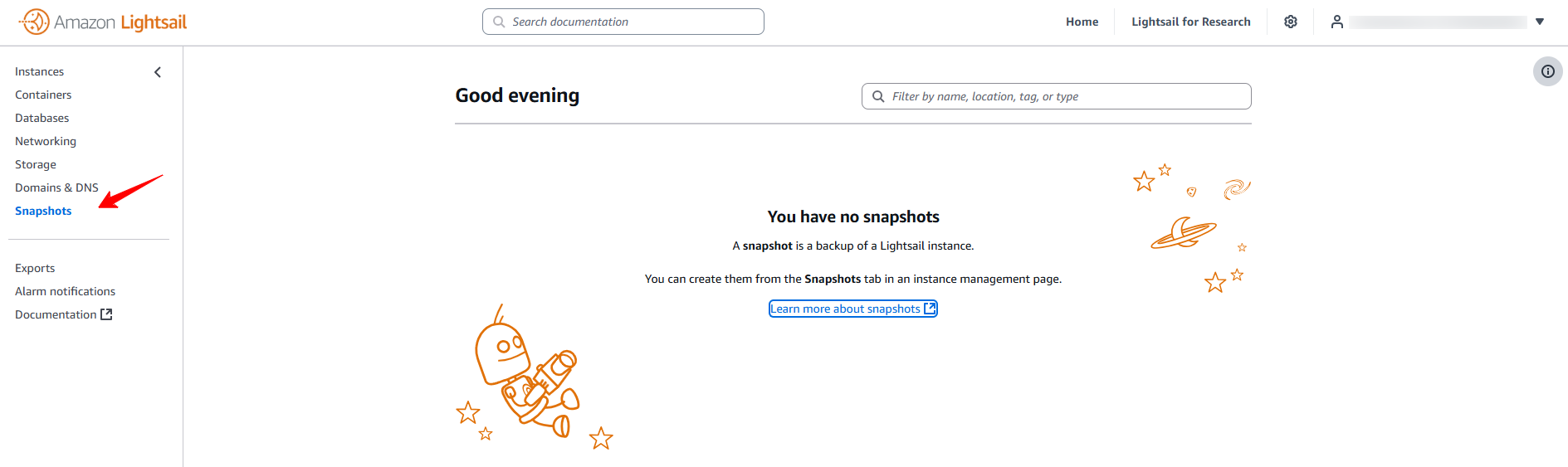 Snapshots button