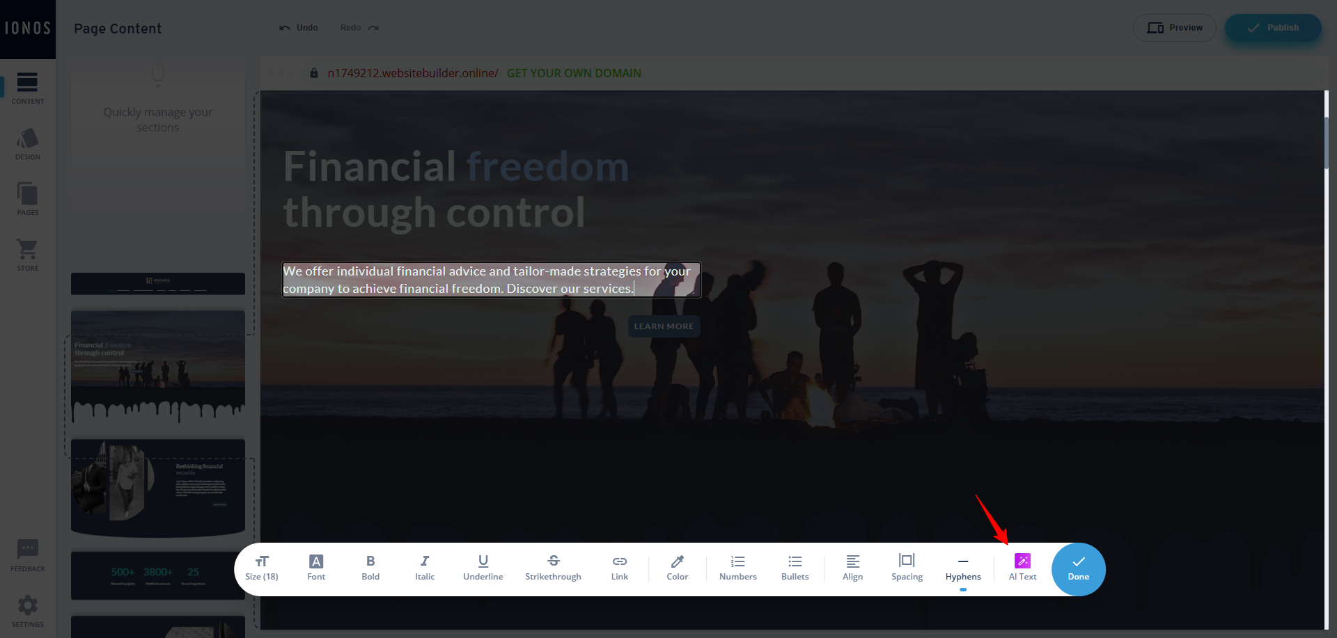 Highlighted Paragraph with AI Text button