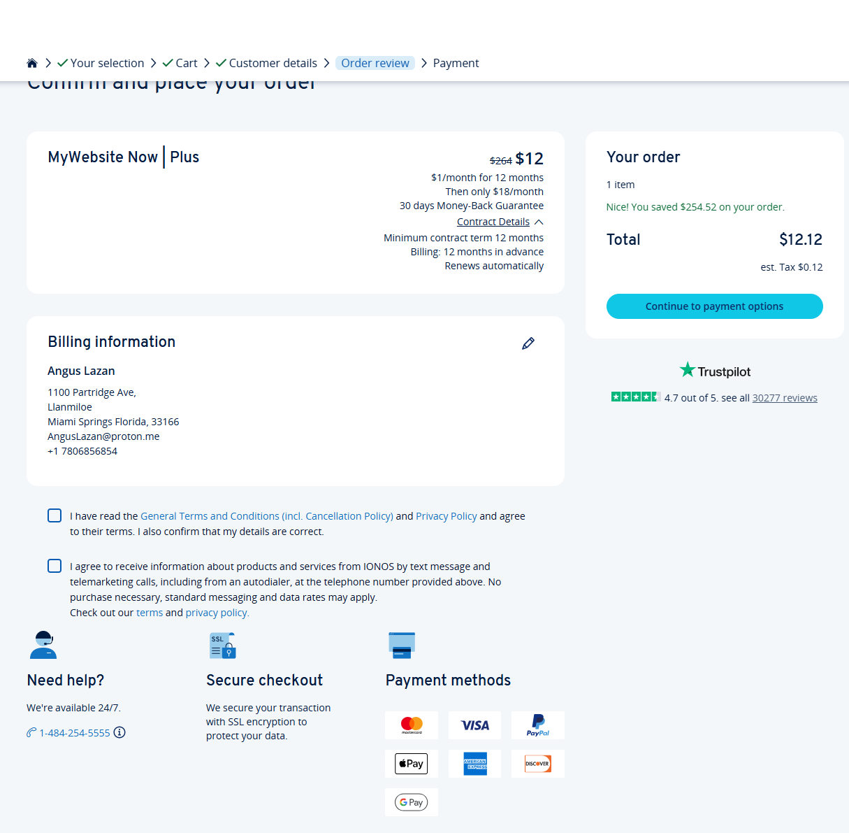 Billing information