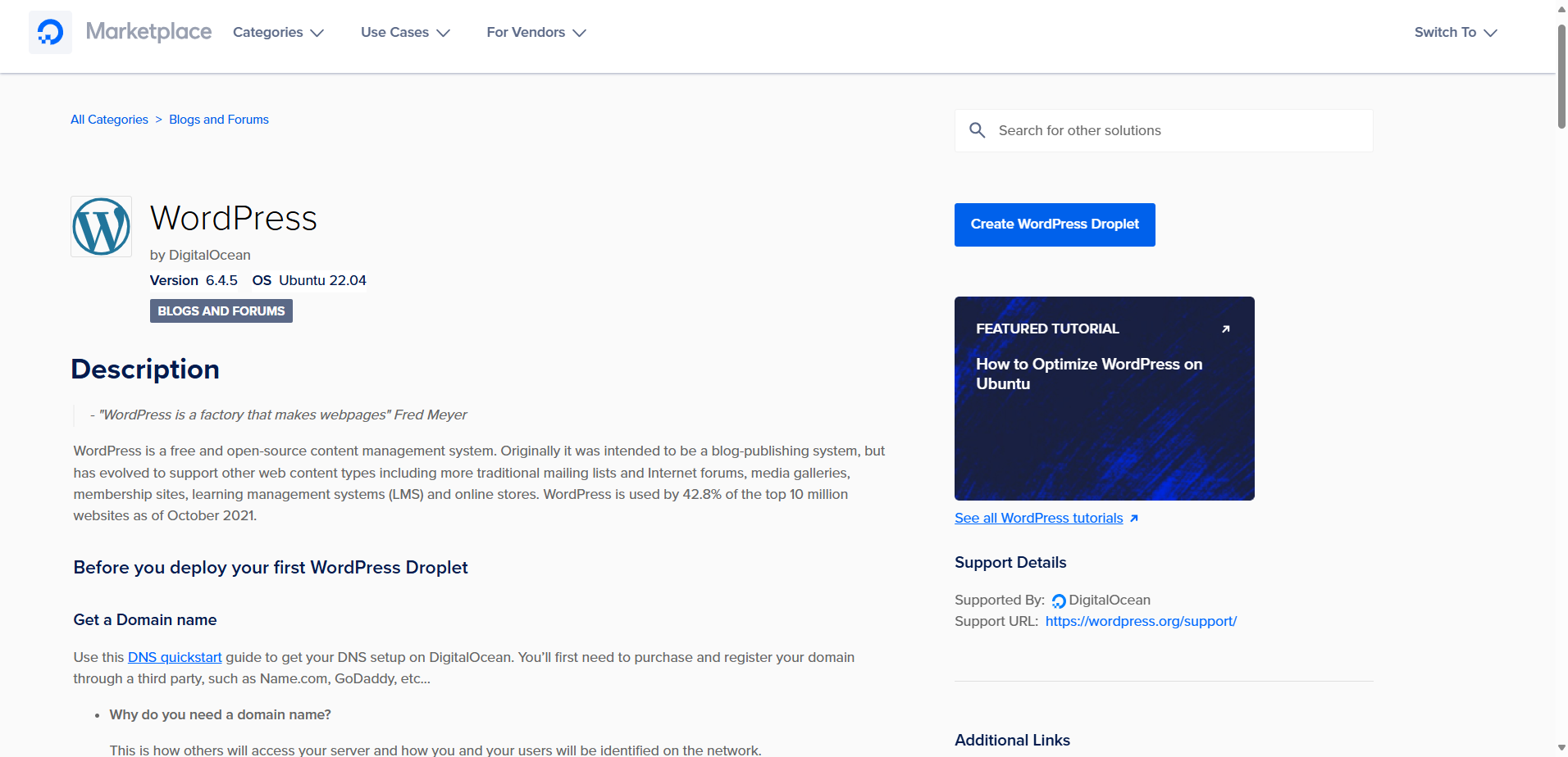 WordPress page