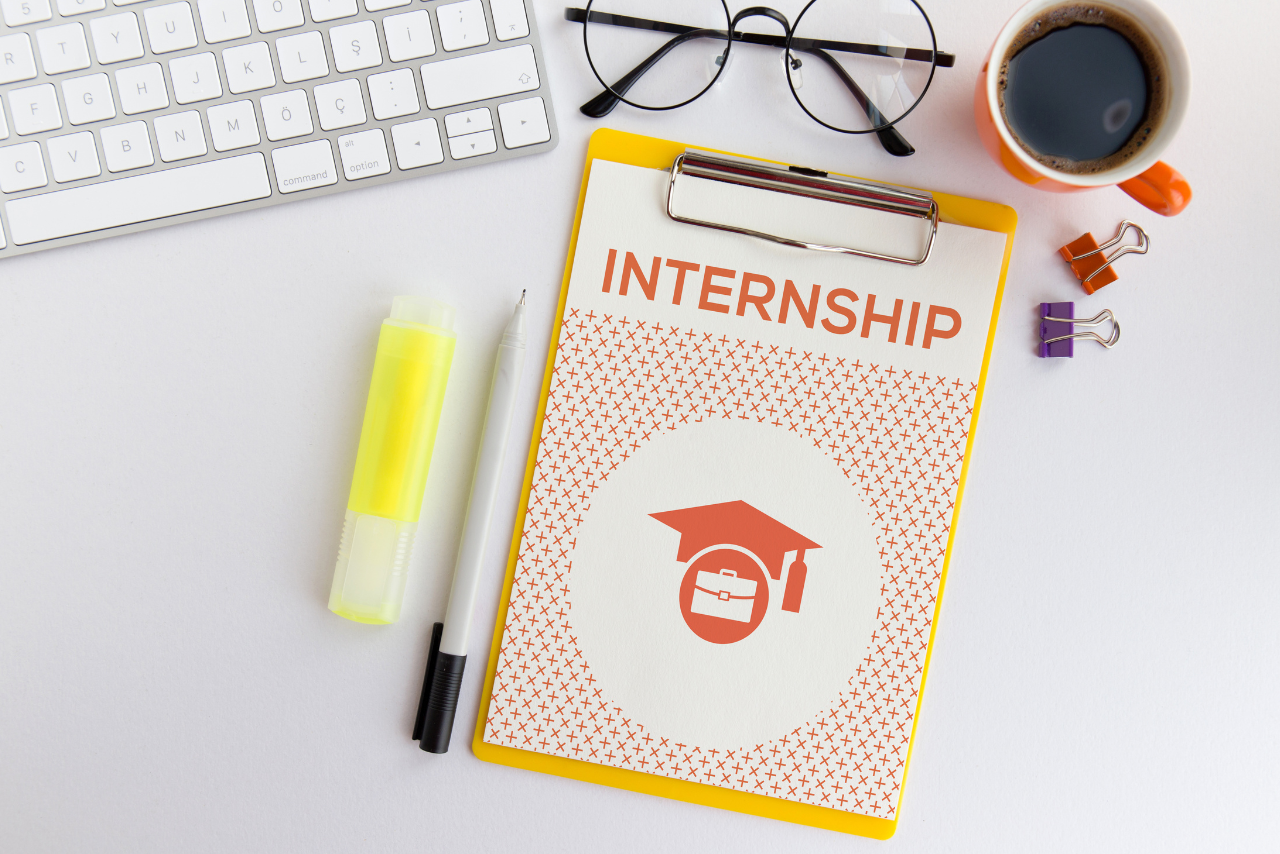 Internship Written On A paper.