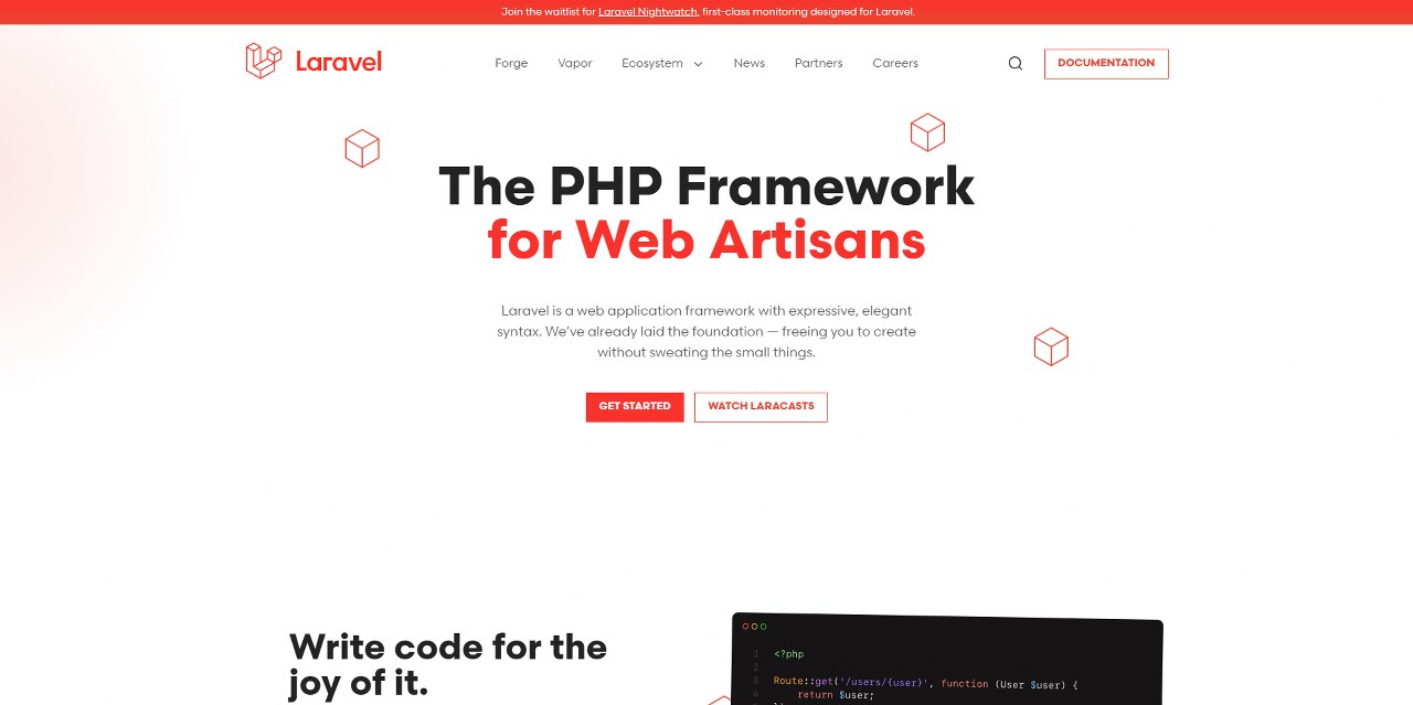 Laravel's website.