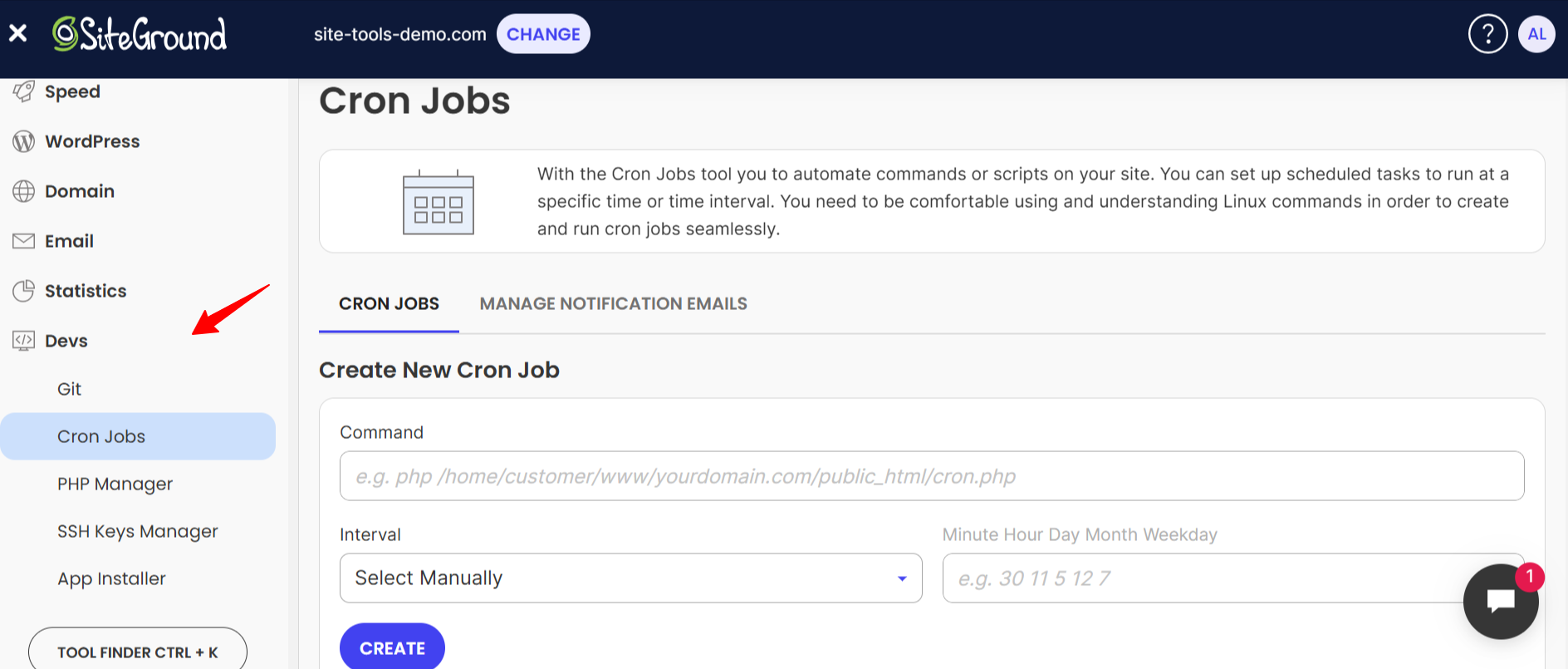 Crong jobs menu