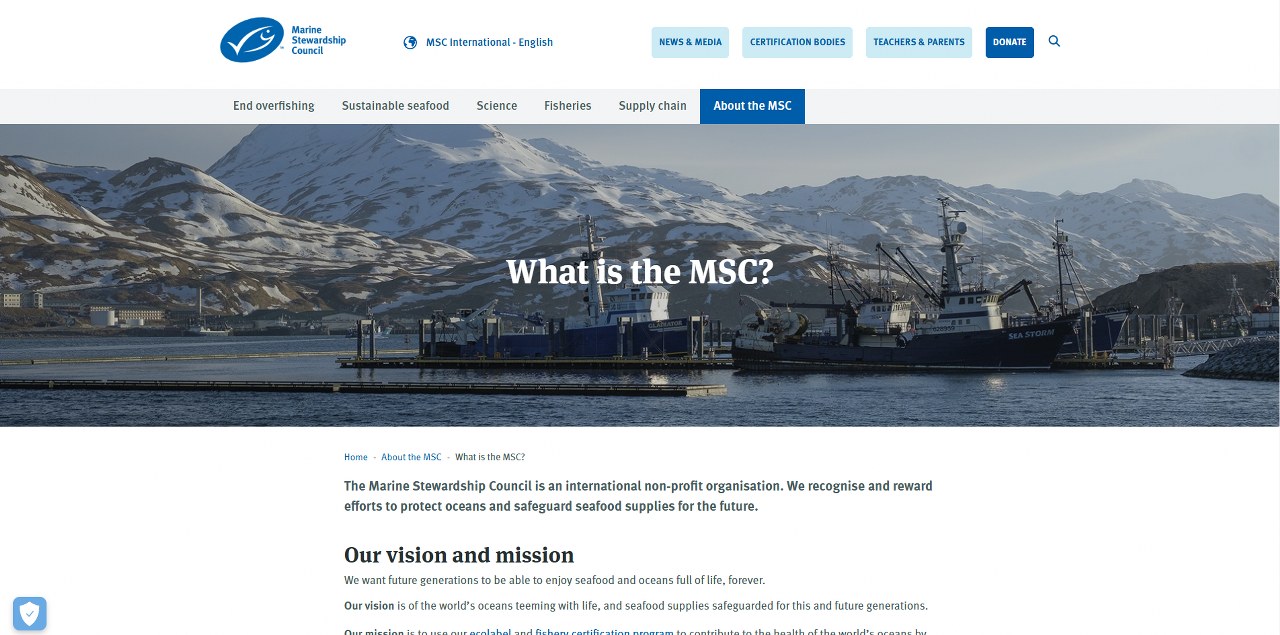 Marine Stewardship Council's website.