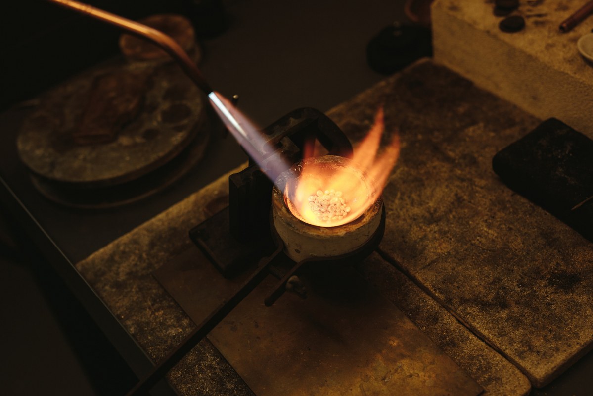 Melting Silver in a Small Crucible.