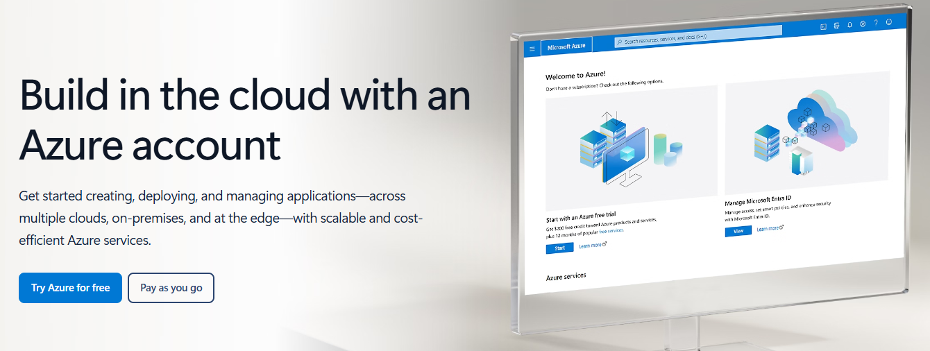 Azure homepage