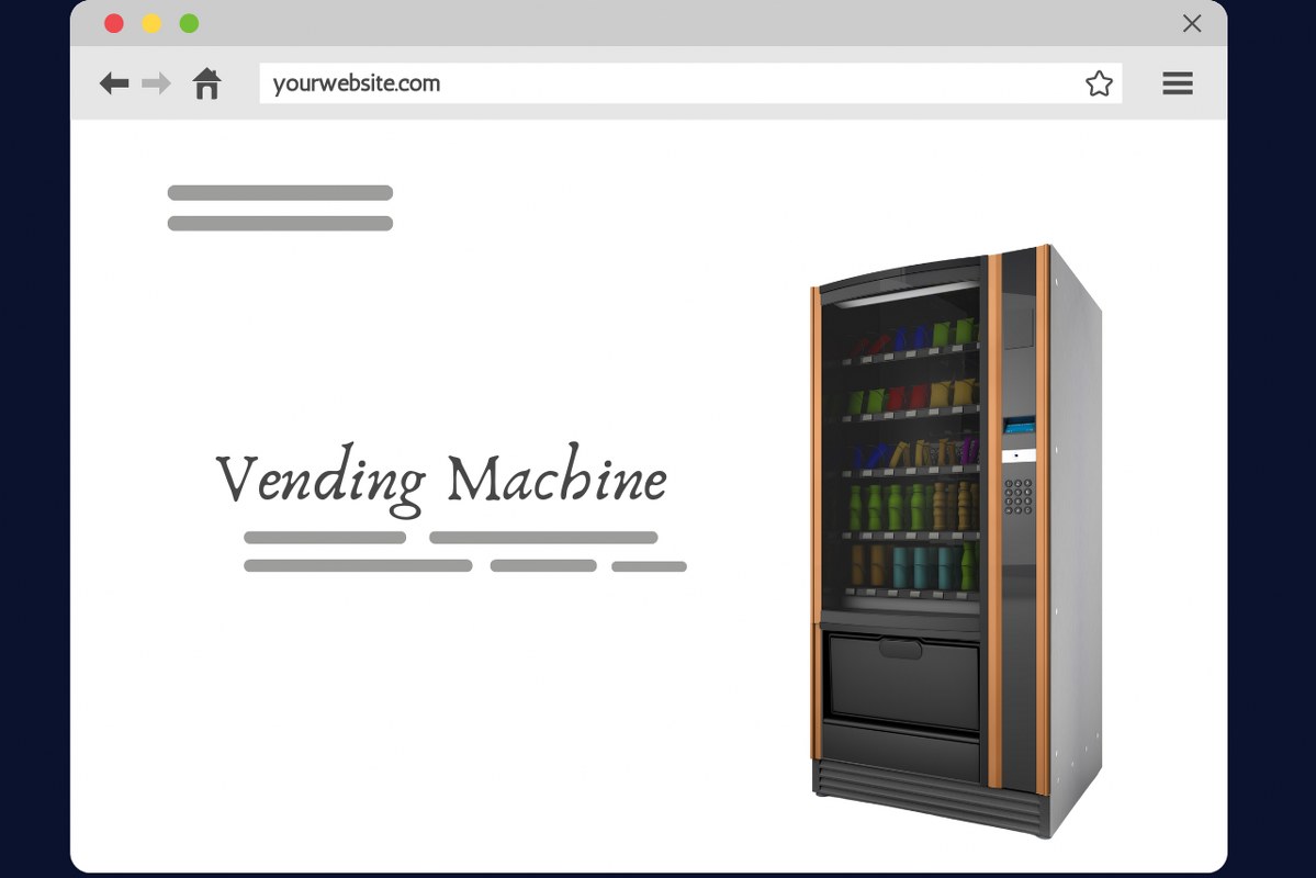 Mockup of vending machine website.