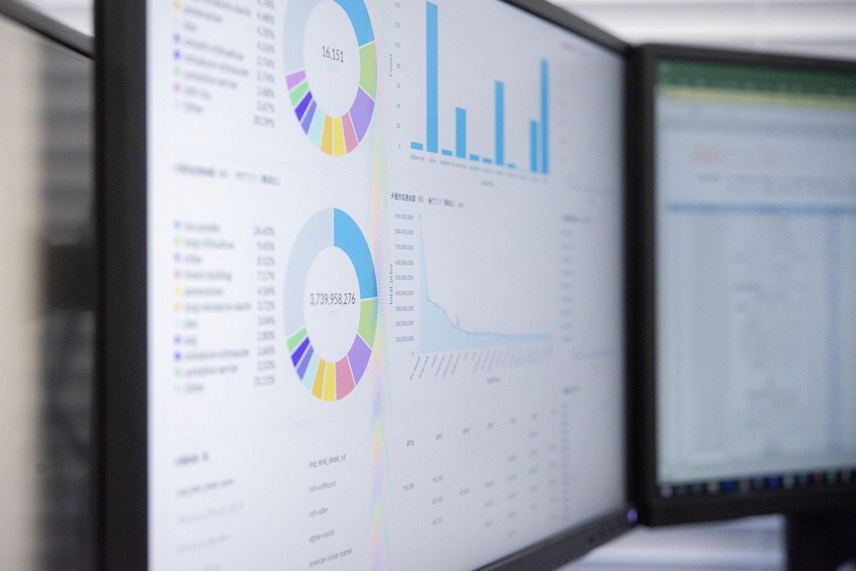Monitors displaying analyzed data. 