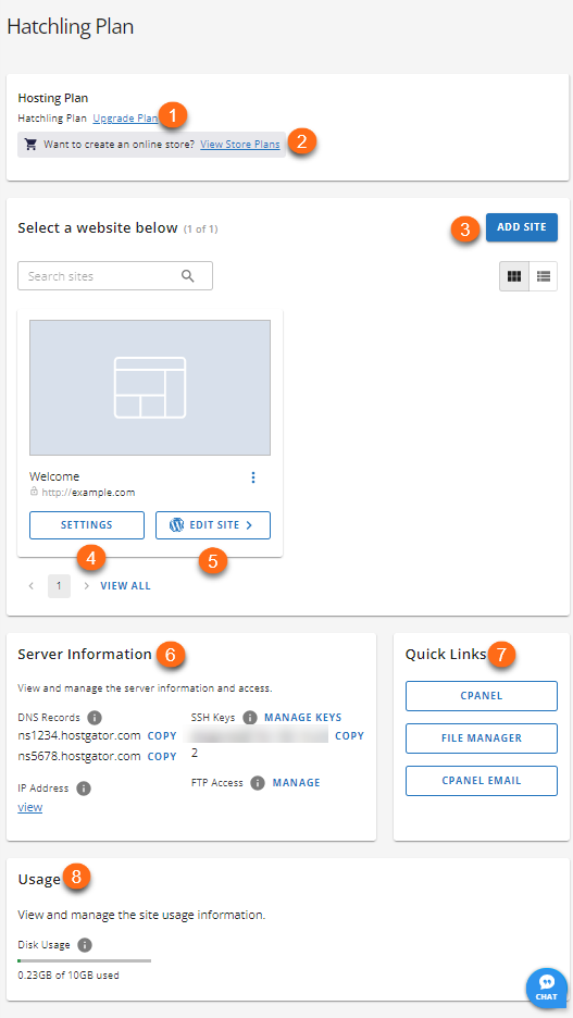 Hosting plan configurations