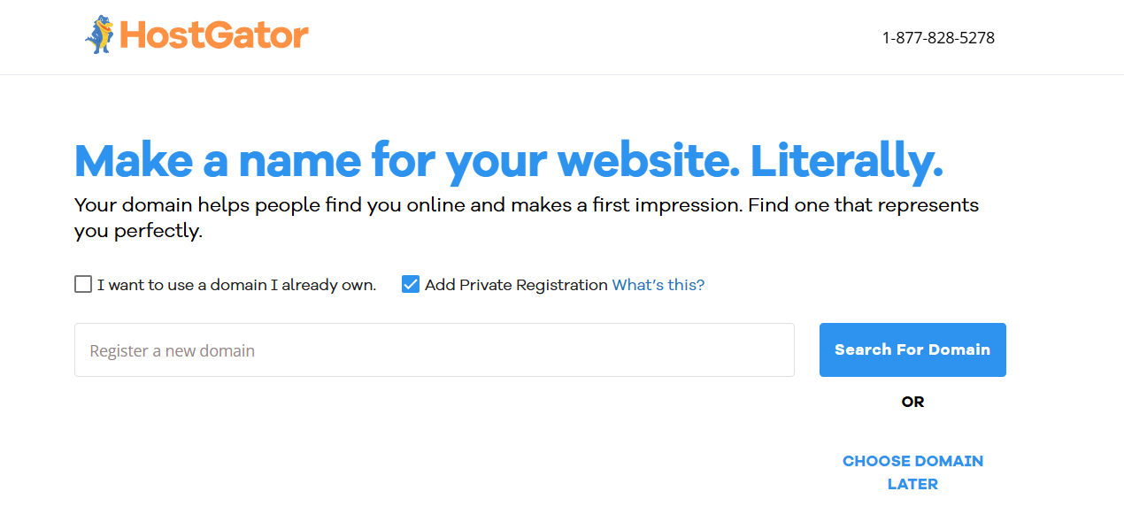 Hostgator domain menu