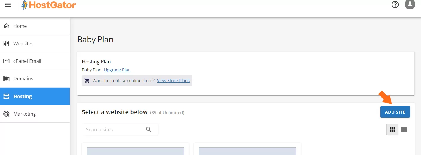 Add Site 按鈕