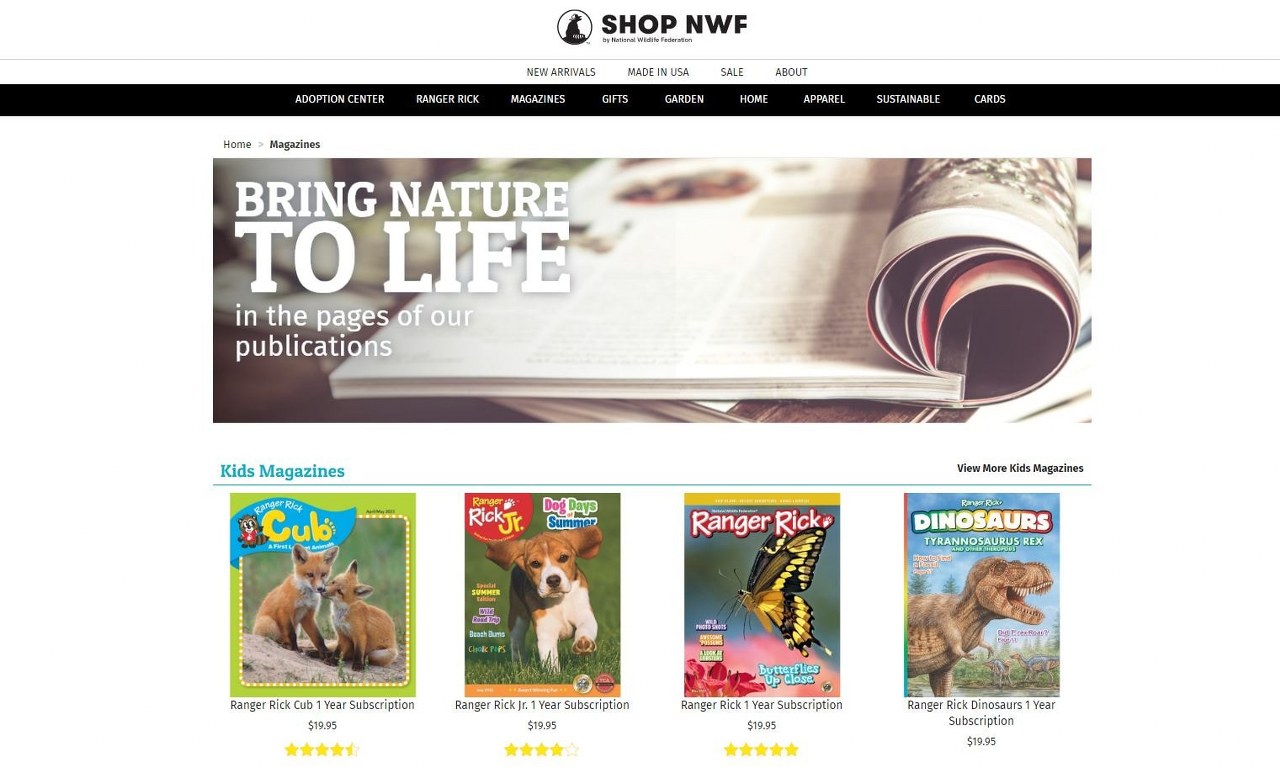 National Wildlife Federation's magazine web store.
