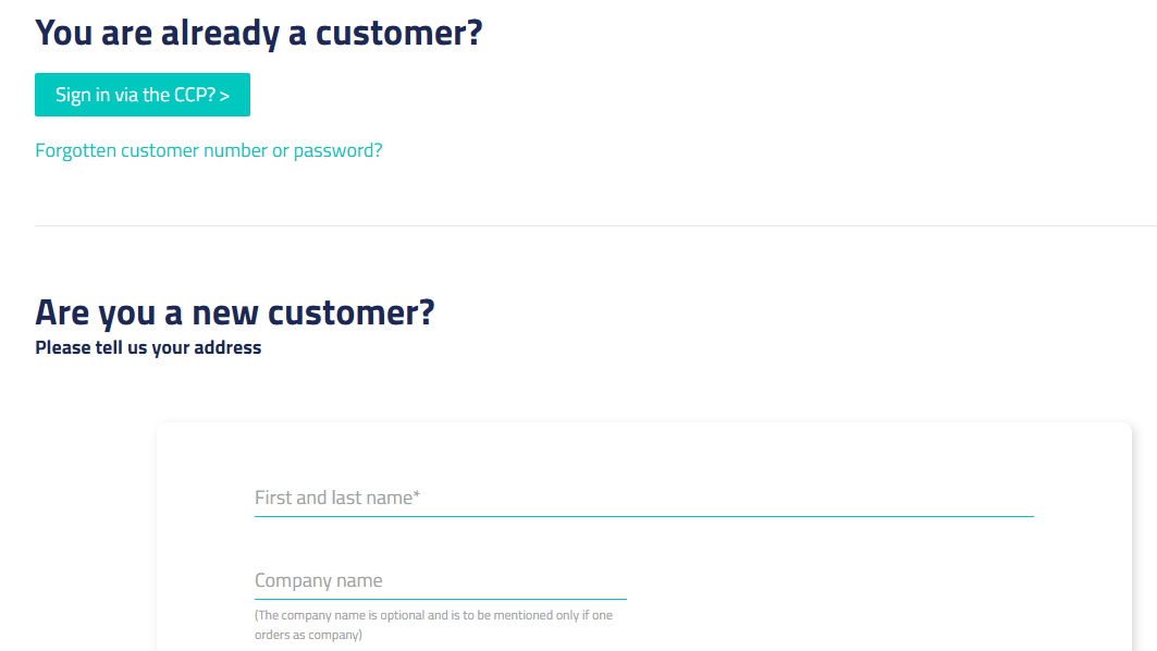Sign up page