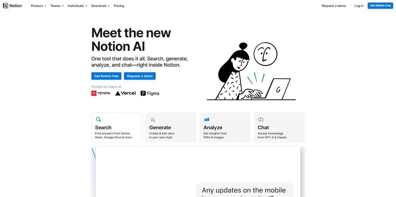 Notion AI's website.