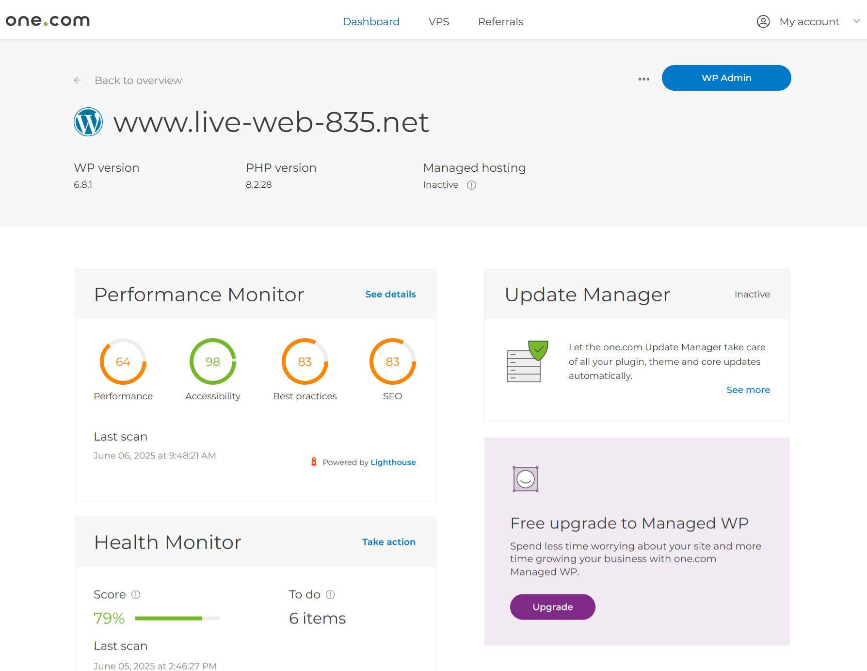 Gestion du serveur One.com