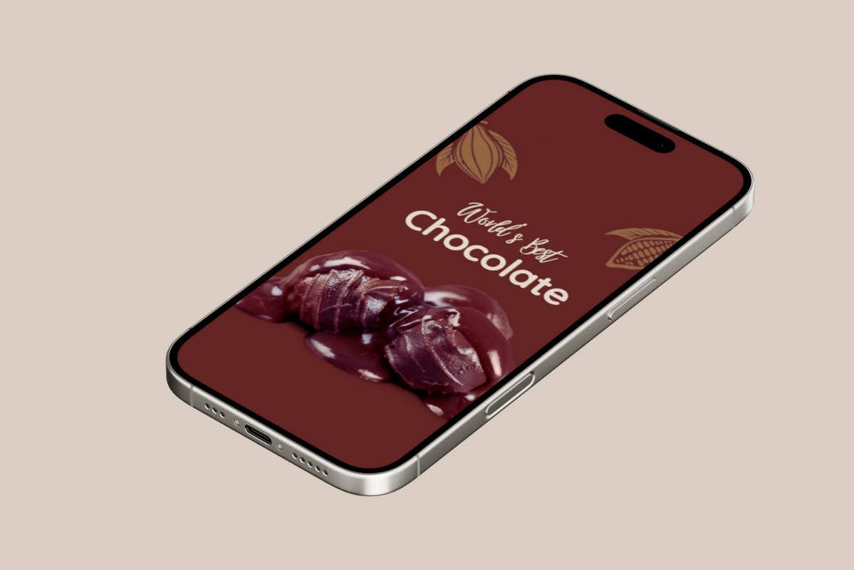 Online chocolate store displayed on a phone.