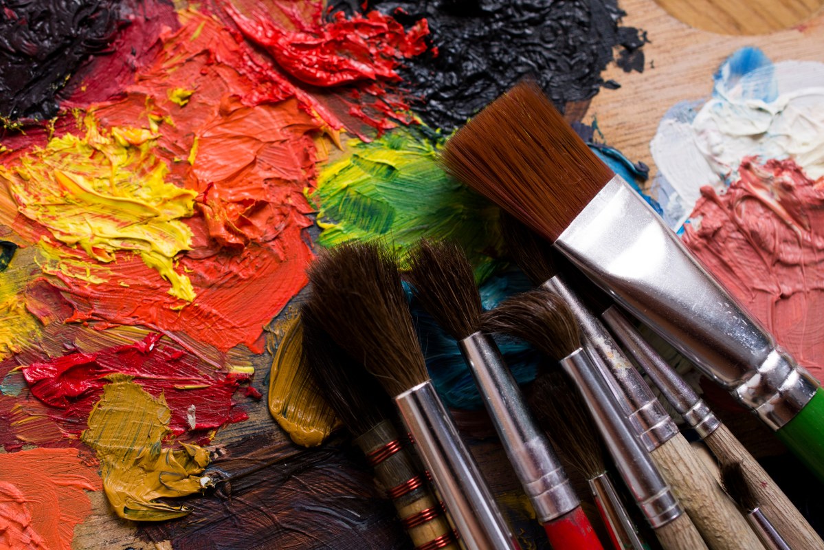 Paint And Paint Brushes.
