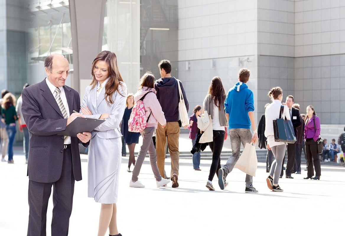 People socializing outdoors.
