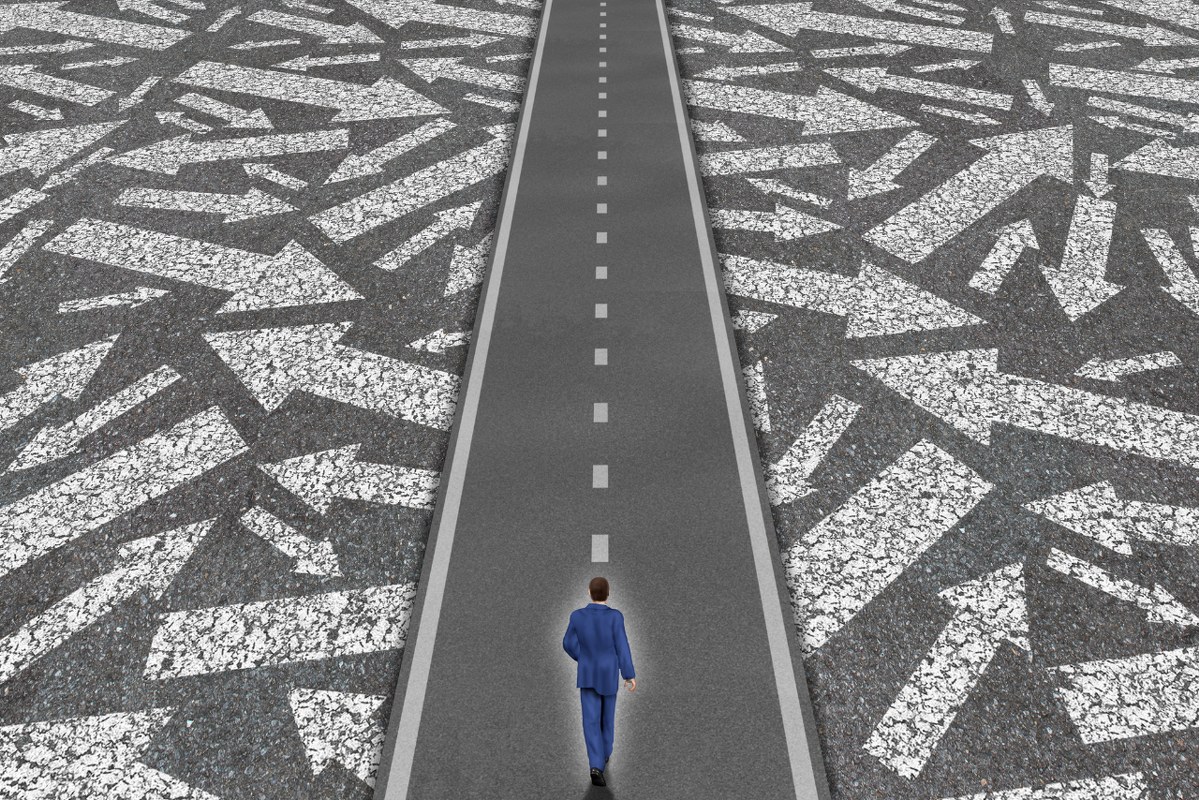 Person walking on a career path.