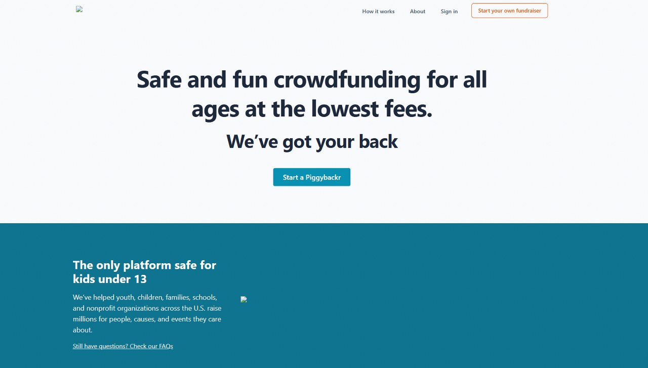 Piggybackr website homepage.