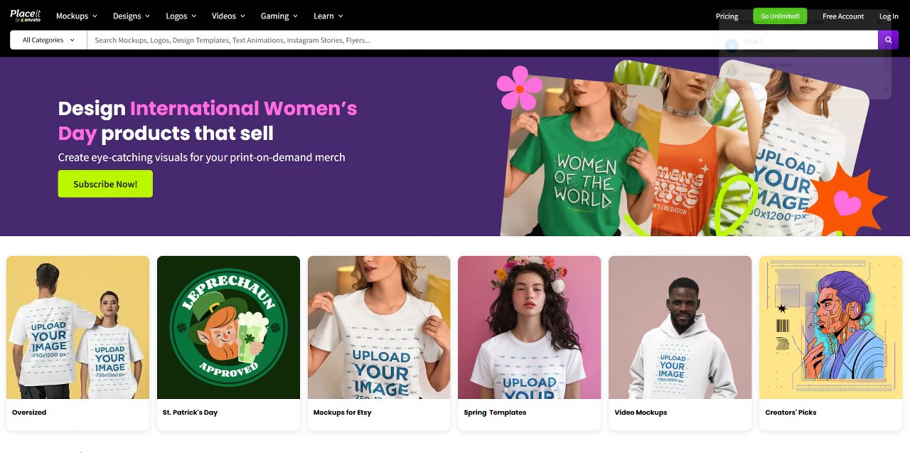 Placeit's website.