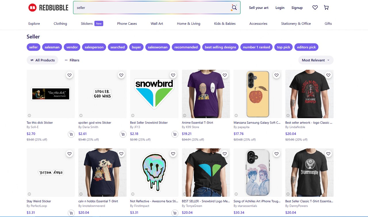 Redbubble website.