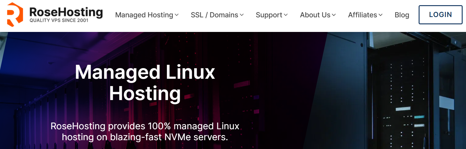 Managed Linux Hosting page