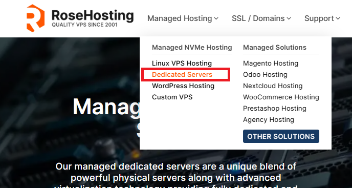 Dedicated Servers button