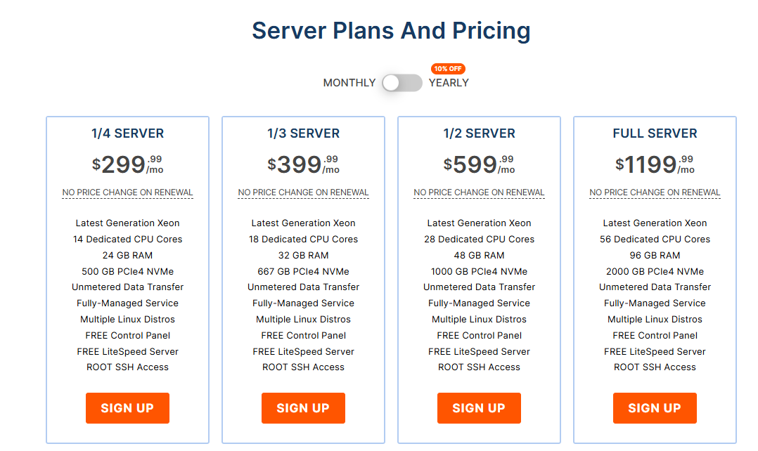 Server Plans and Pricing