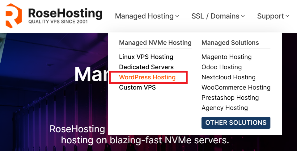 WordPress hosting button
