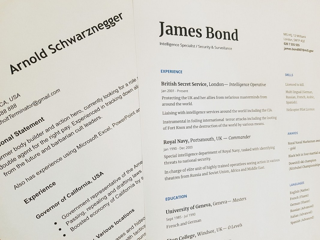 Sample resumes.