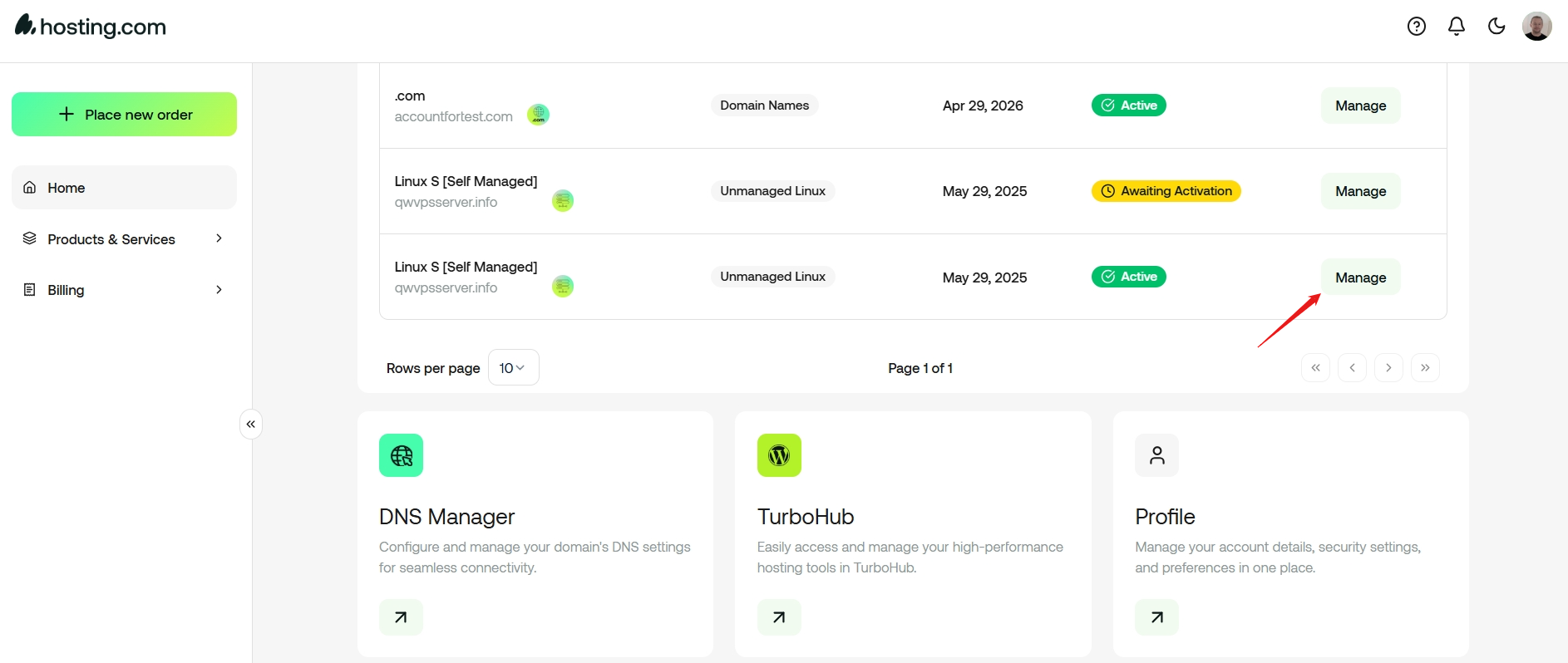 Manage button