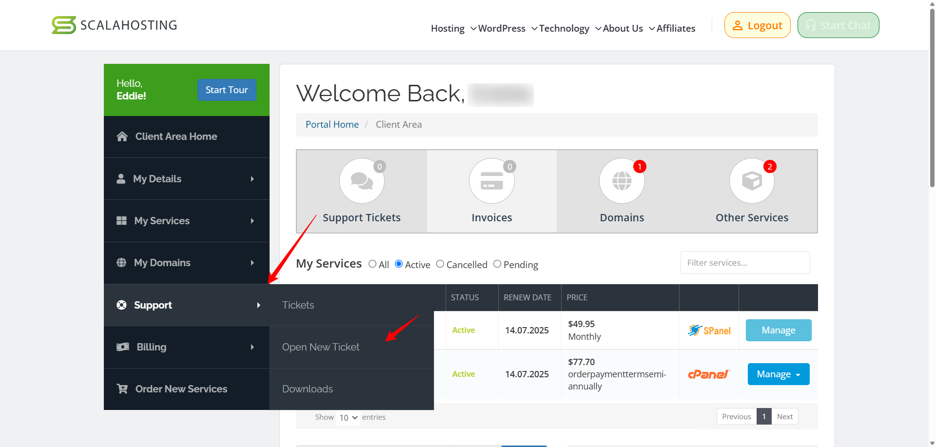 Open New Ticket button