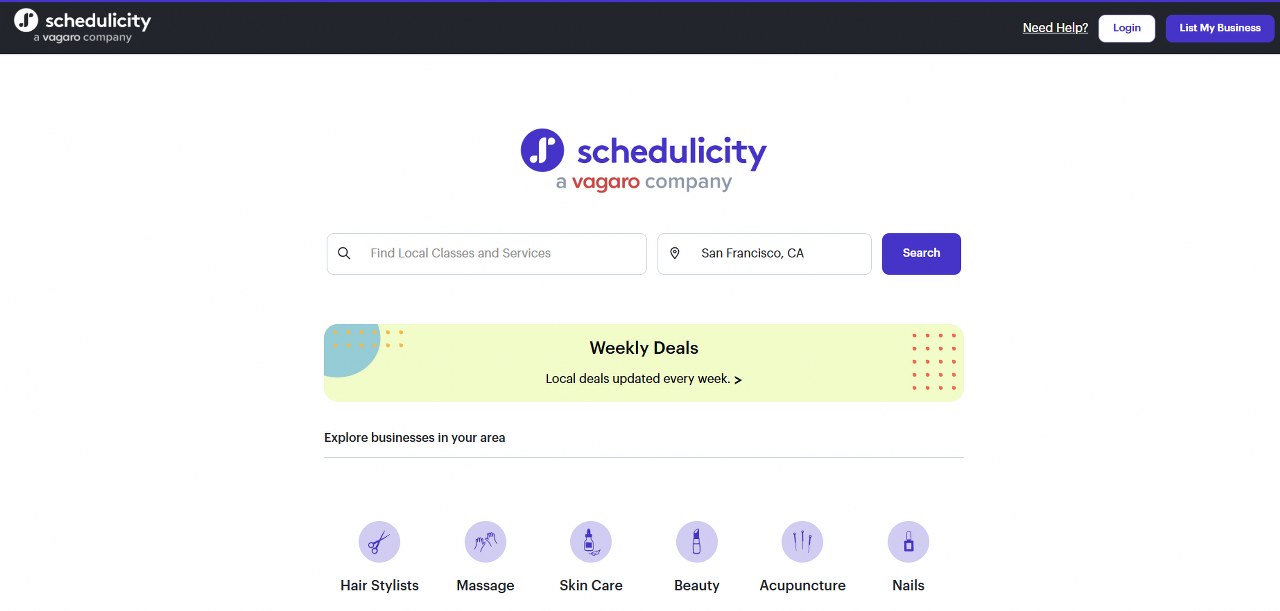 Schedulicity website homepage.