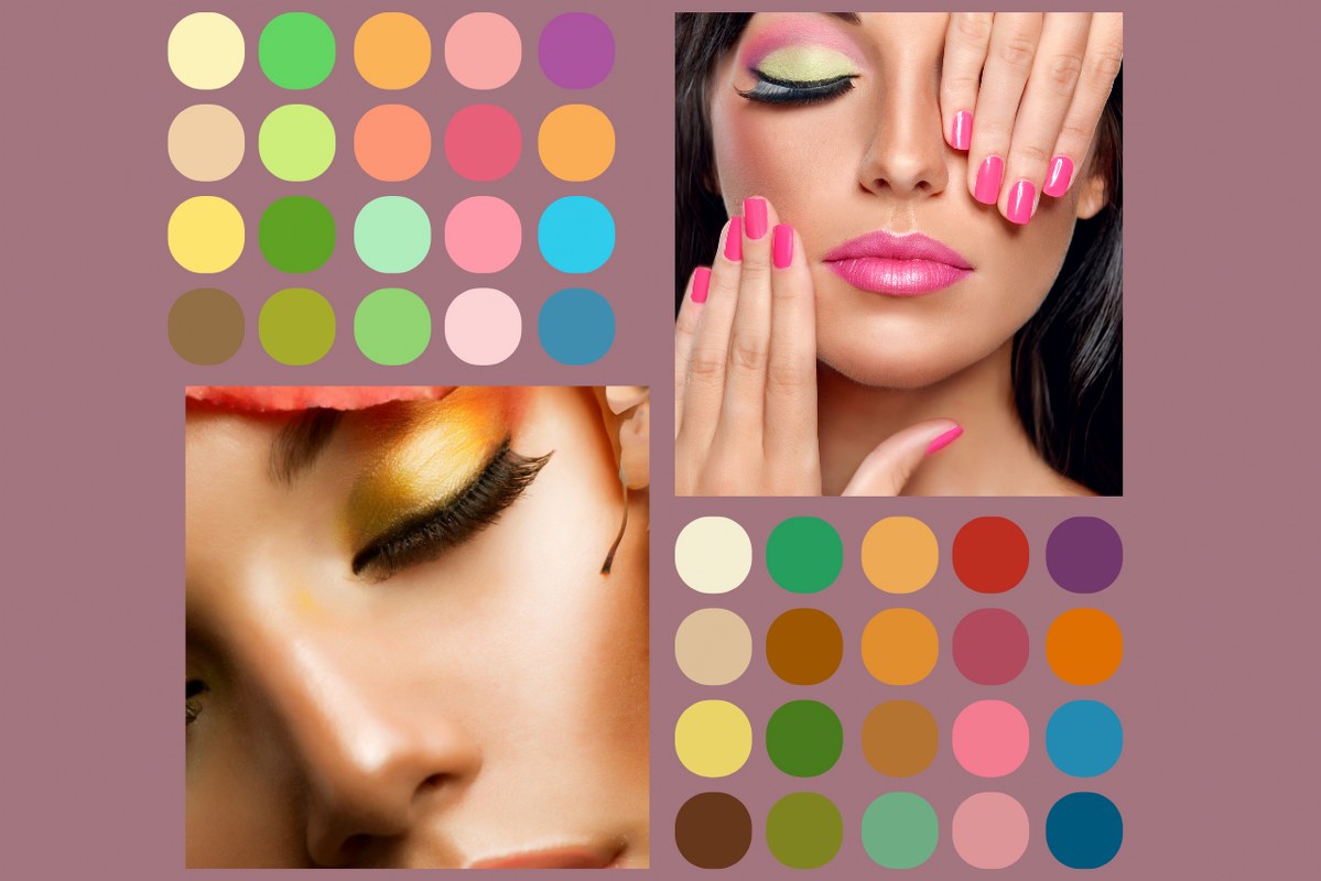 Seasonal Color Analysis sample automn and spring color makeup.