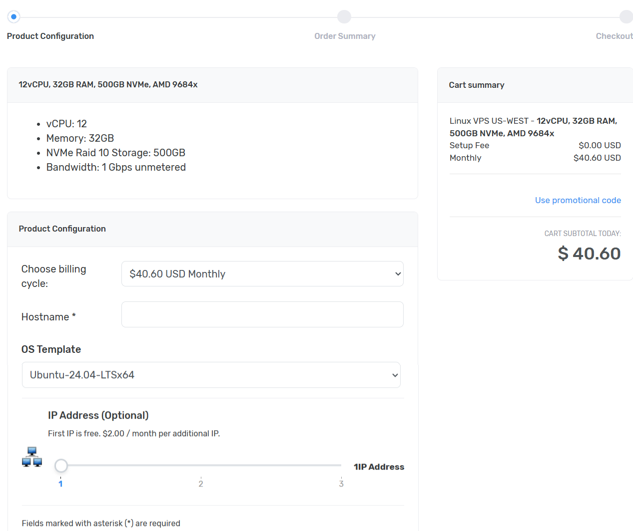 Product configuration