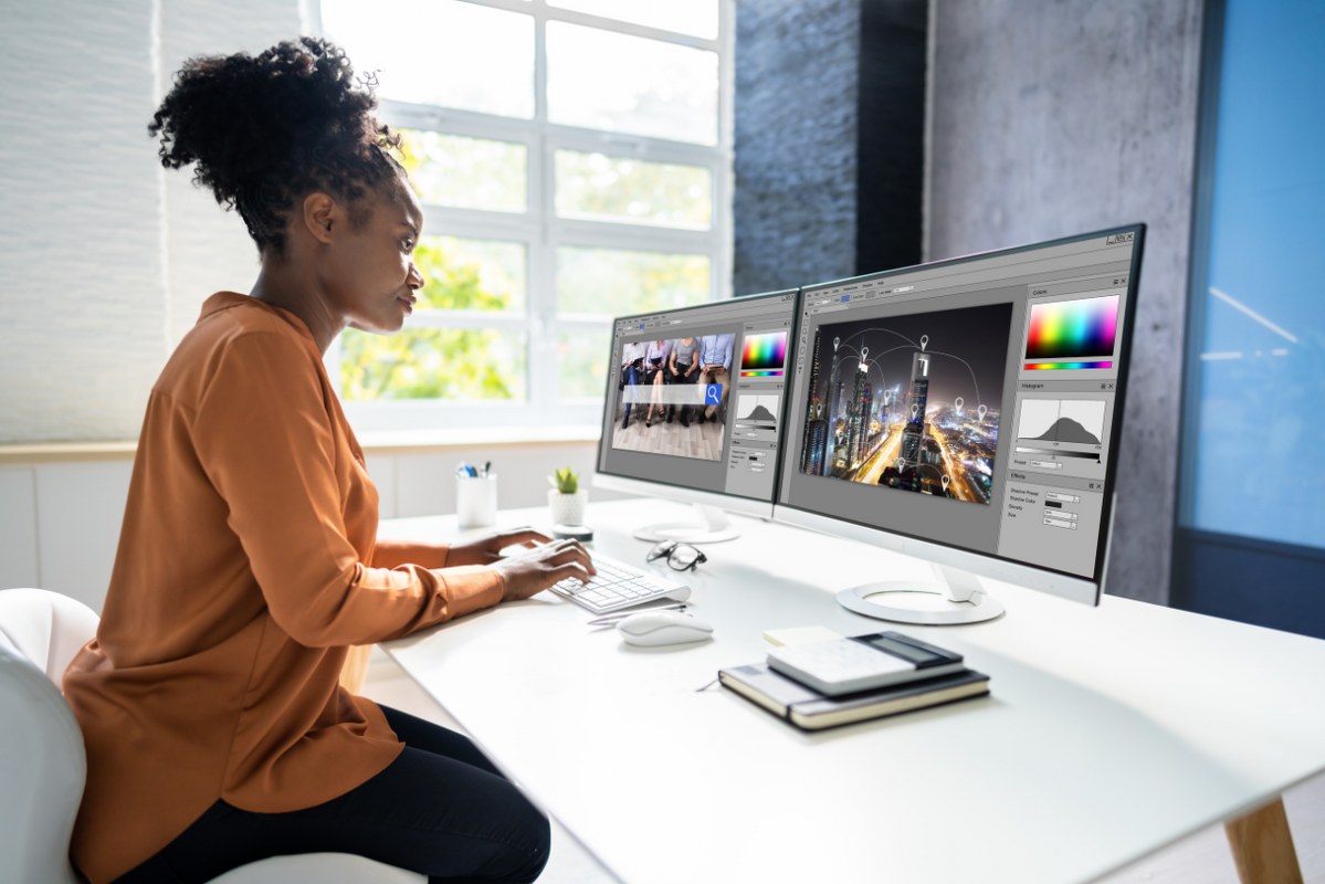 Sideview of woman Graphic Web Designer.