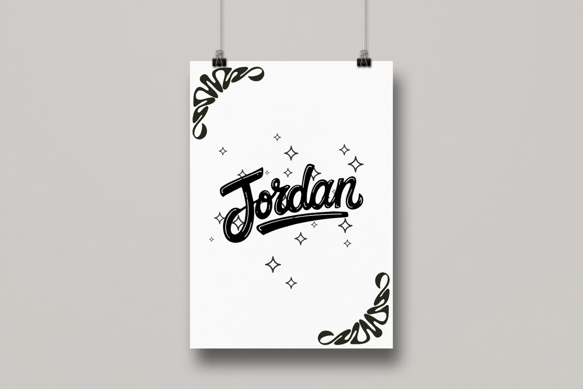 Simple design name art of Jordan on board.